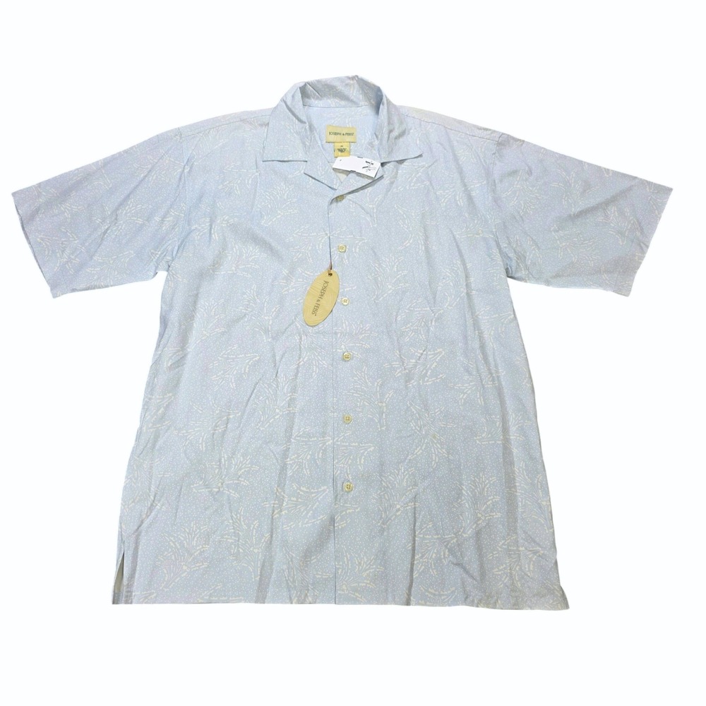 Joseph‎ & Feiss Resort 100% Silk  Shirt Men's Size M Blue Tropical Camp NWT